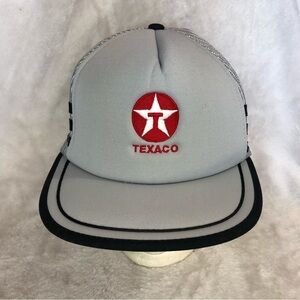 VINTAGE Texaco Flat Brim Trucker Hat W/Mesh Embroidered Snapback Adjustable